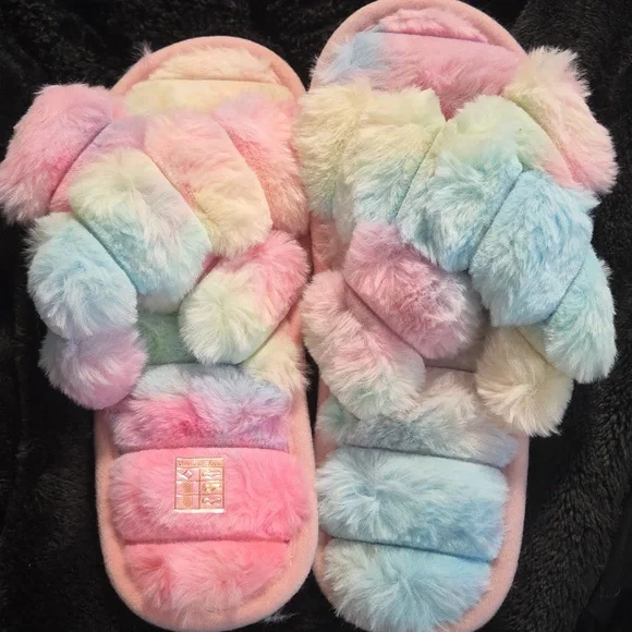 Ombre Faux Fur Women's Fluffy Slippers - Picture 6 of 10